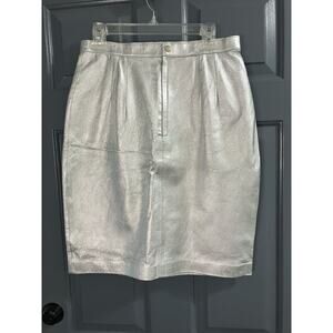 Vintage Silver Leather Skirt Size 12 Simply Tops Glam Holiday